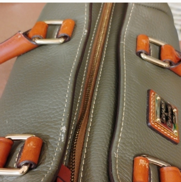Dooney & Bourke Green Leather Satchel with Brown Accents - Picture 7 of 10
